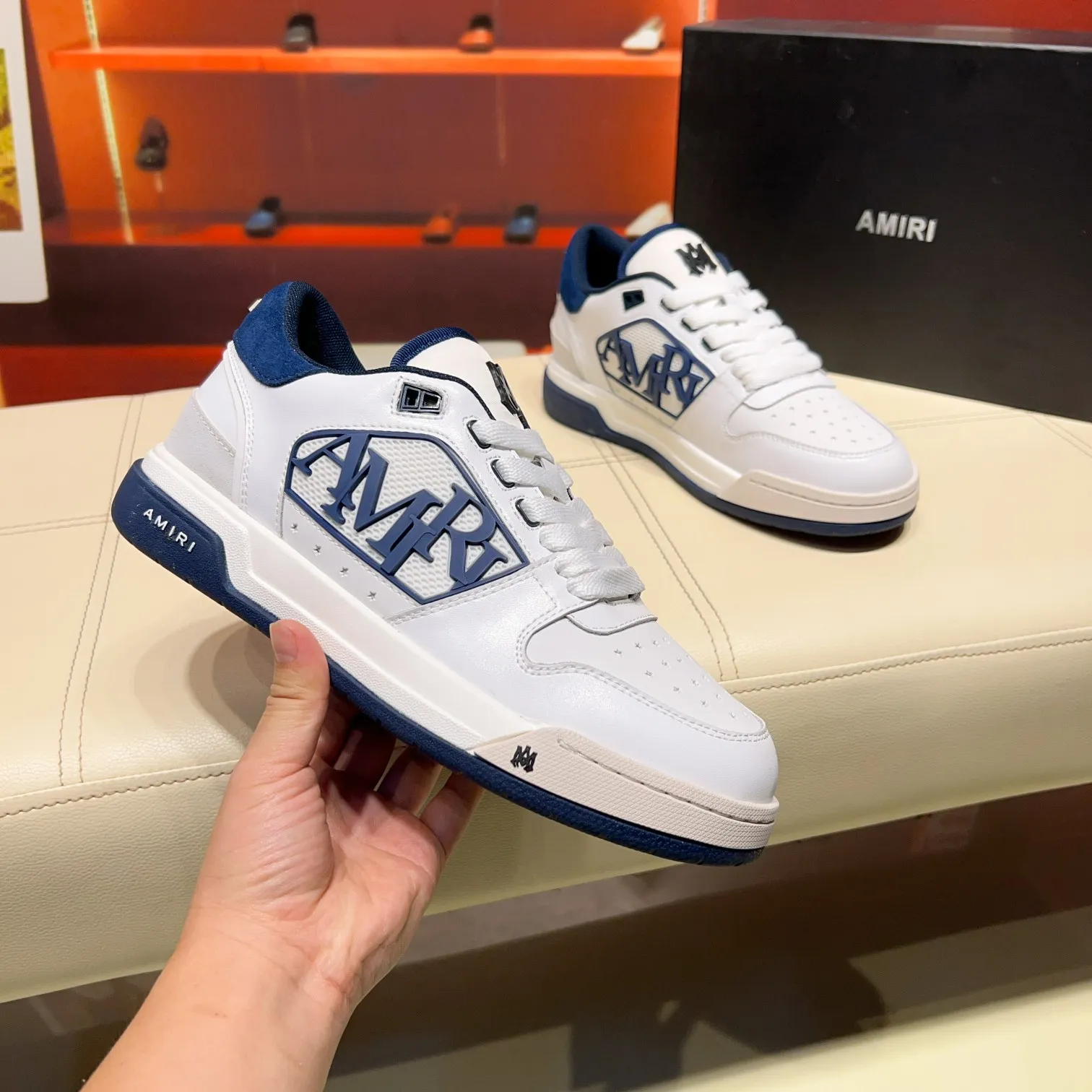 Men's men's shoes 💰500 [New style] 🌲🌲 Amiri - New Amiri trendy shoes, low-top casual sports shoes, the same style as celebrities, made of selected cowhide stitching, original outsole, comfortable on the feet, high-end workmanship, welcome to buy Size: 39-45 (customized for 46)